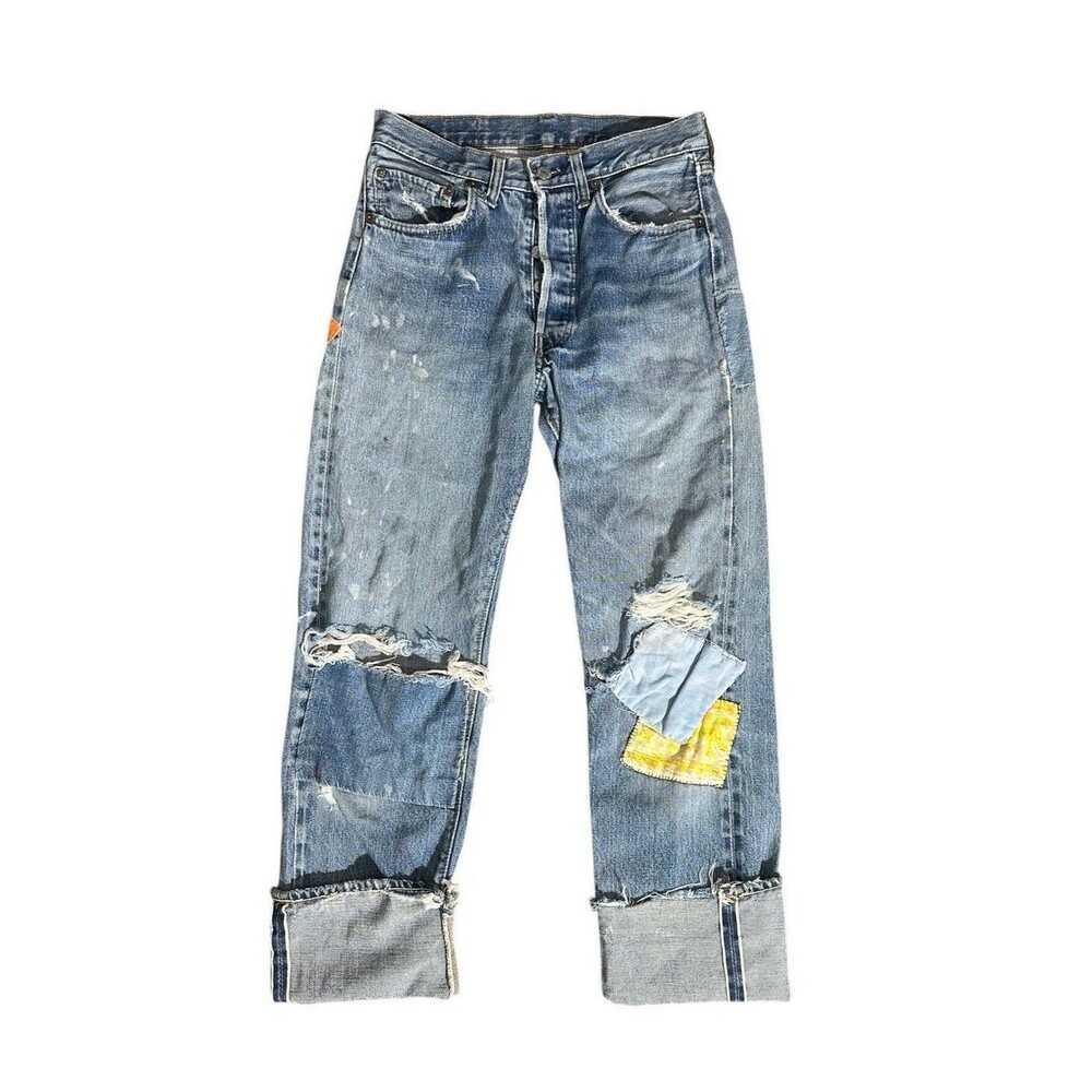Levis 501 VTG 70s Redline Selvedge USA XX Jeans 28x30x40.5 Distressed Upcycled